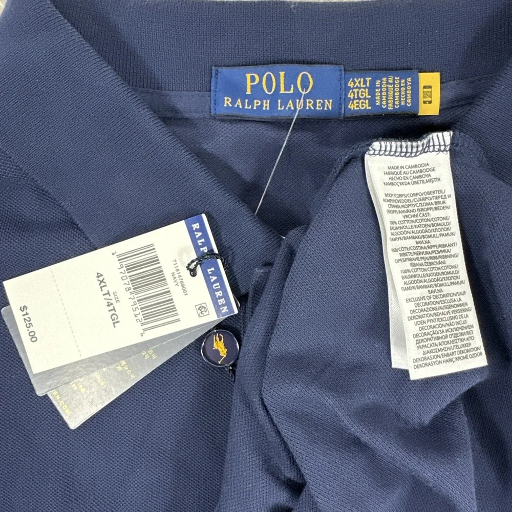 NWT Polo Ralph‎ Lauren Triple Pony Shirt Mens 4XLT Classic Fit Mesh Polo Navy #3